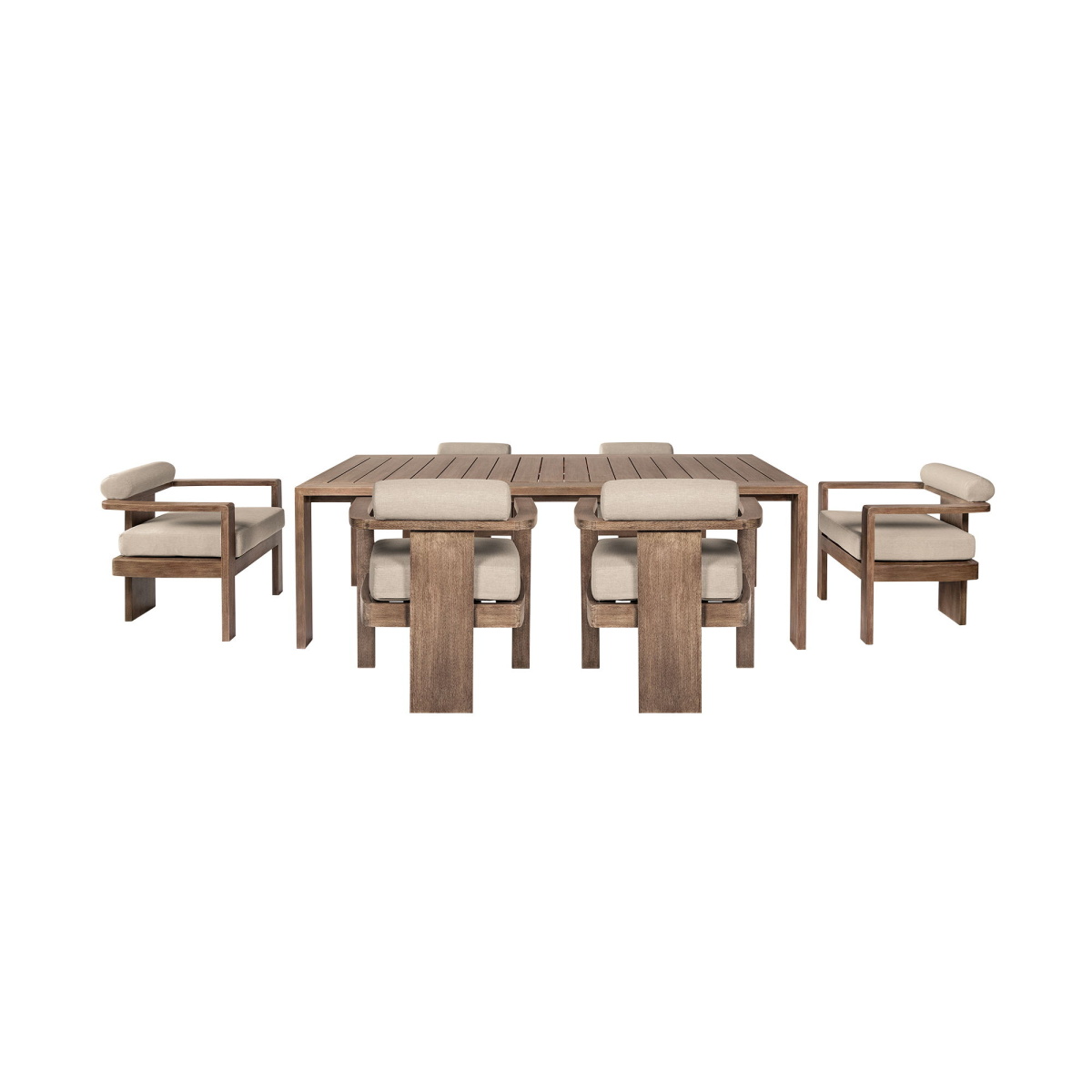 5b950765f0bfbcda05b73348c6306dcb Relic - 7 Piece Dining Set Outdoor Patio - Weathered Eucalyptus / Taupe - Image 1