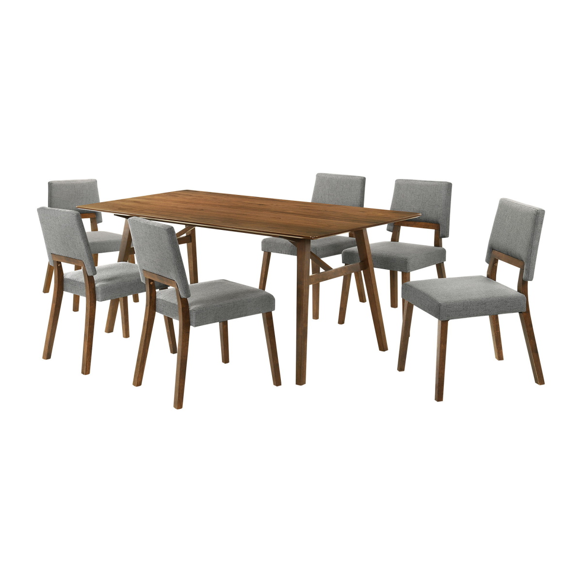 5c79aad8535cb6d22f19bce100870a6e Channell - 7 Piece Walnut Wood Dining Table Set - Charcoal - Image 1