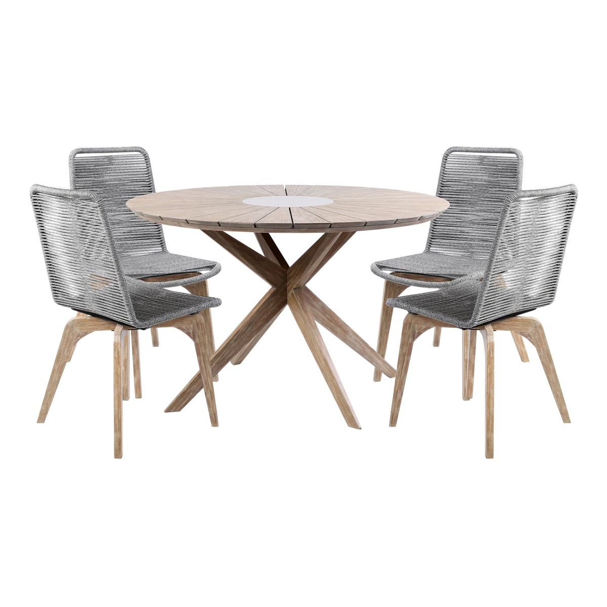 5cf1d57dd19823226ae68e612cb8cad3 Oasis And Island - Outdoor 5 Piece Dining Set - Light Eucalyptus - Image 1