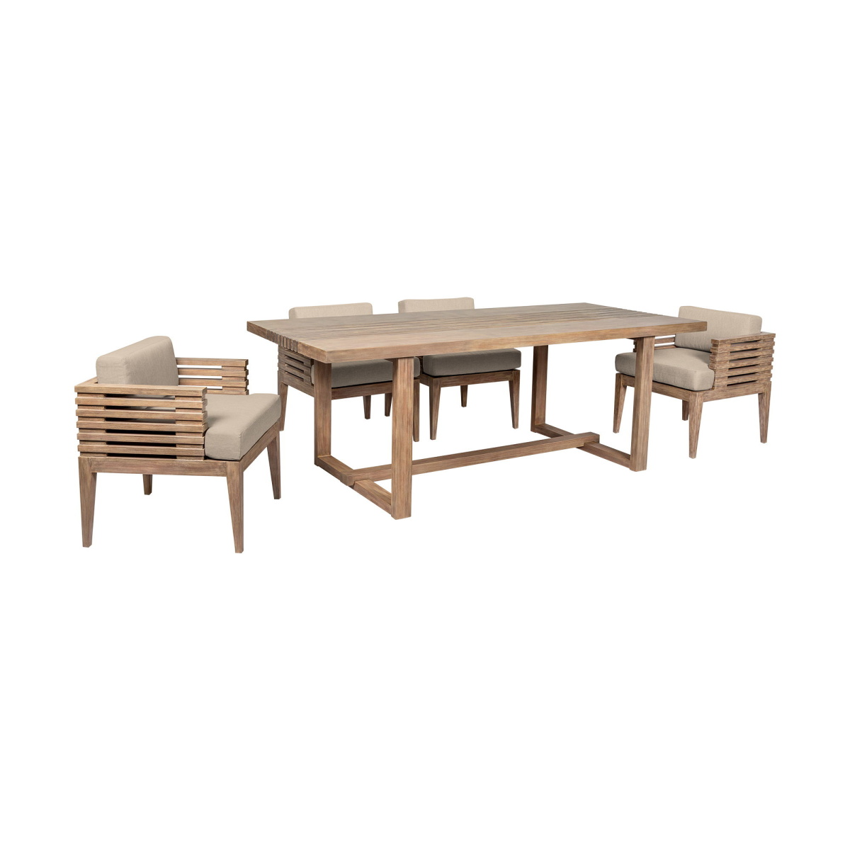 5d621c4e4c5582c3b58feccfc8955f4d Vivid - 5 Piece Outdoor Patio Dining Set - Light Eucalyptus / Taupe - Image 1