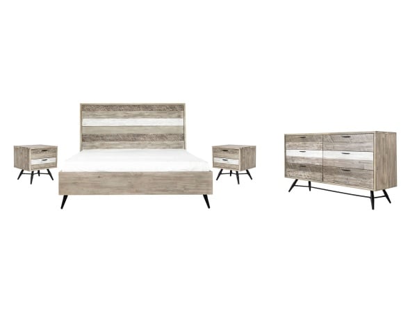 Bridges – 4 Piece King Bedroom Set – Two Tone Acacia Bedroom Sets Direct Express