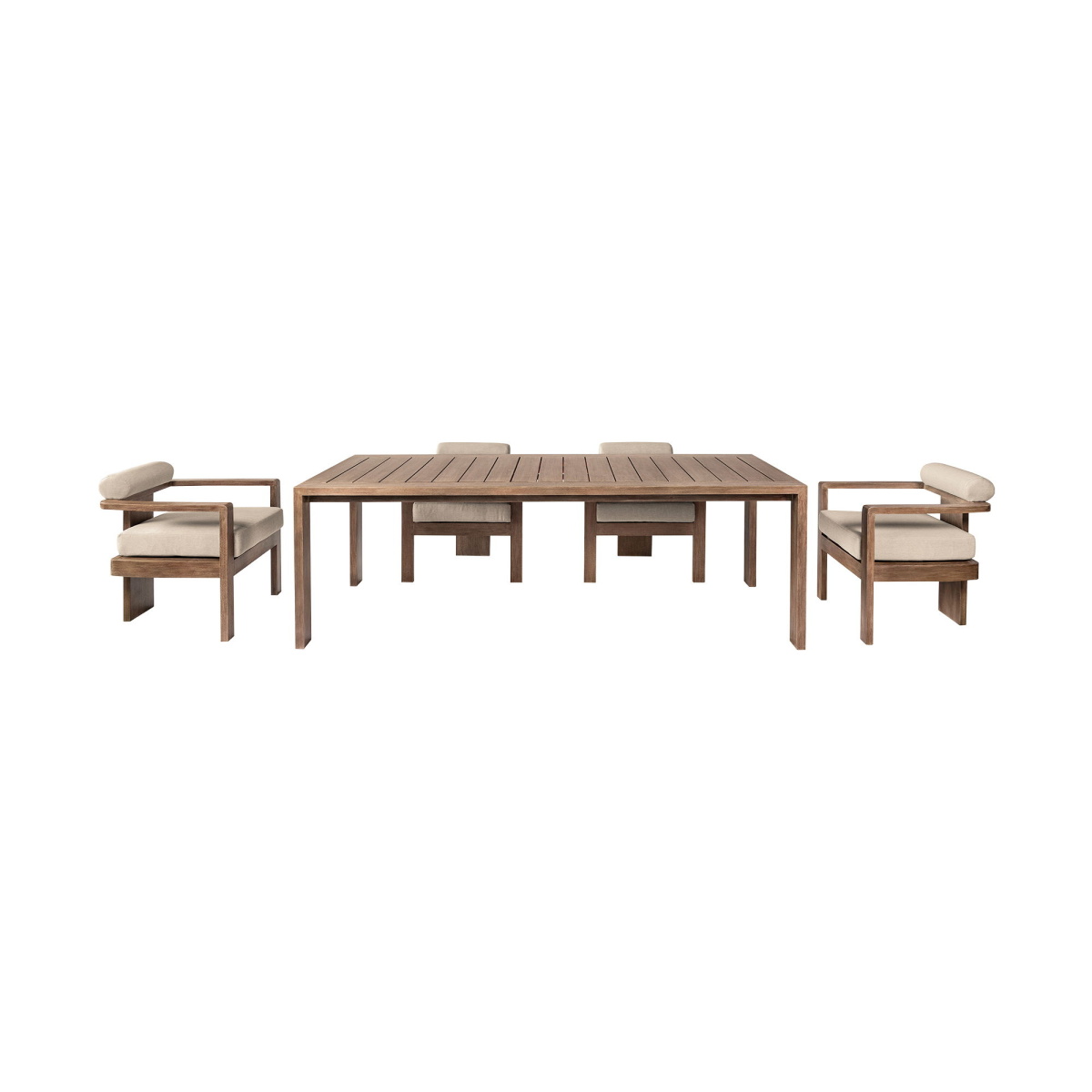 621d3e0f4f37c9d8318547a773a56ac8 Relic - 5 Piece Outdoor Patio Dining Set - Weathered Eucalyptus / Taupe - Image 1