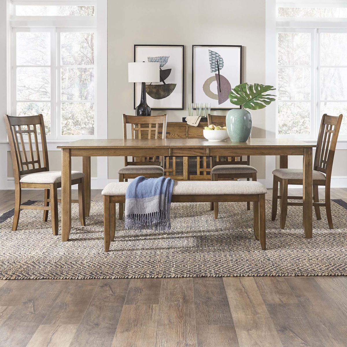 64257ed17d75a4fca39ab12b96307c97 Santa Rosa - 6 Piece Rectangular Table Set - Antique Honey - Image 1