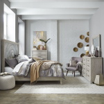 Belmar - 4 Piece Bedroom Set (Queen Panel Bed, Dresser & Mirror, Chest) - Washed Taupe