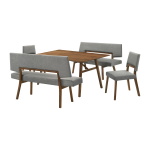 Channell - 5 Piece Dining Table Set With Benches - Charcoal