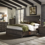 Thornwood Hills - 5 Piece Bedroom Set (King Two Sided Storage Bed, Dresser & Mirror, Chest, Nightstand) - Dark Brown