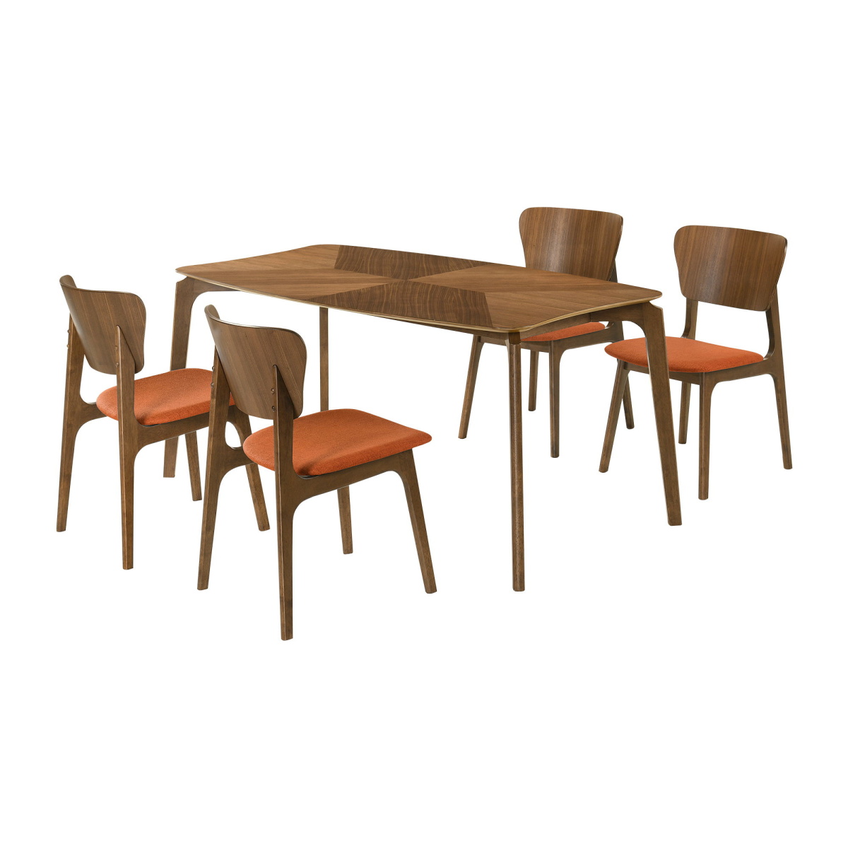 69169edf876760360dc10d55aec86aaf Kalia - 5 Piece Dining Set - Walnut / Orange - Image 1
