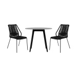 Kylie And Clip - 3 Piece Outdoor Patio Dining Set - Black Eucalyptus