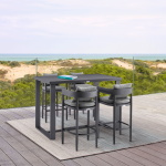 Menorca - Outdoor Patio 5 Piece Bar Table Set - Gray - Image 11