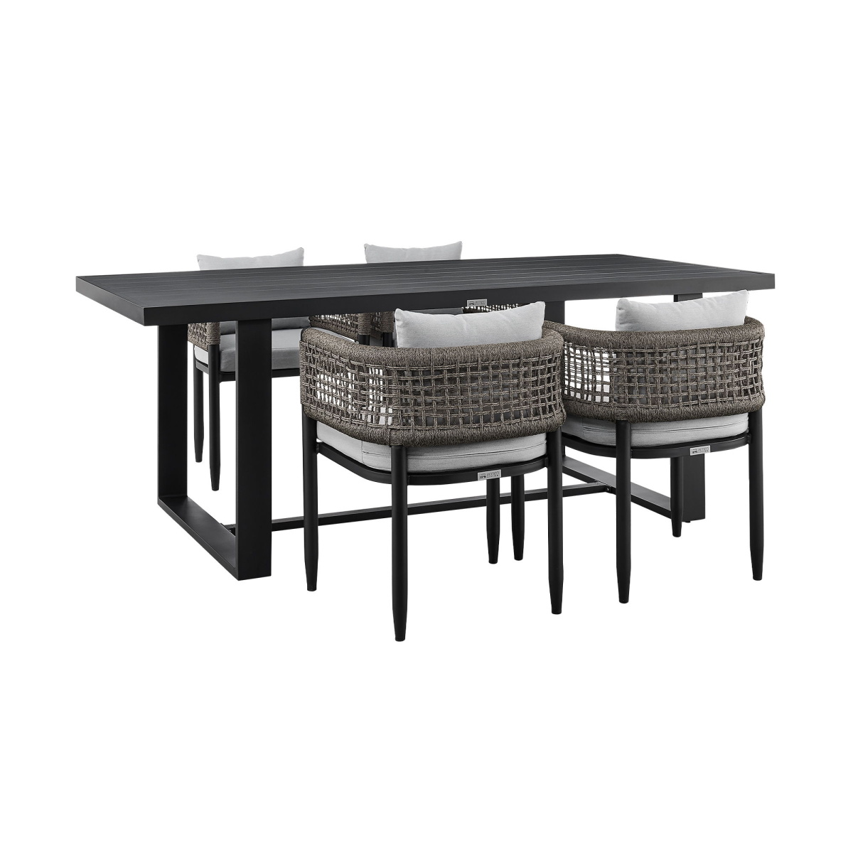 71f17a2d20a8f895e8f07a170f7c457c Alegria - Outdoor Patio 5 Piece Dining Table Set With Cushions - Gray - Image 1