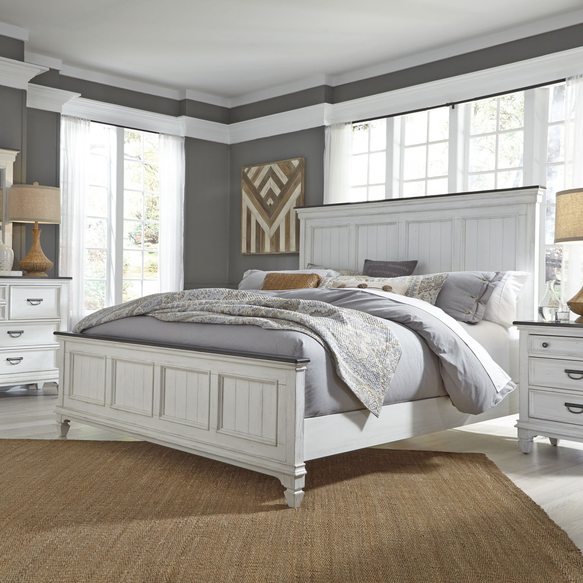 726e34f7e752bf551ce572ae2c94fcaa Allyson Park - 4 Piece Bedroom Set (King Panel Bed, Dresser & Mirror, Nightstand) - White - Image 1