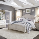 Farmhouse Reimagined - 4 Piece Bedroom Set (King Poster Bed, Dresser & Mirror, Nightstand) - White
