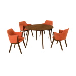 Arcadia - Round 5 Piece Dining Set - Brown / Orange