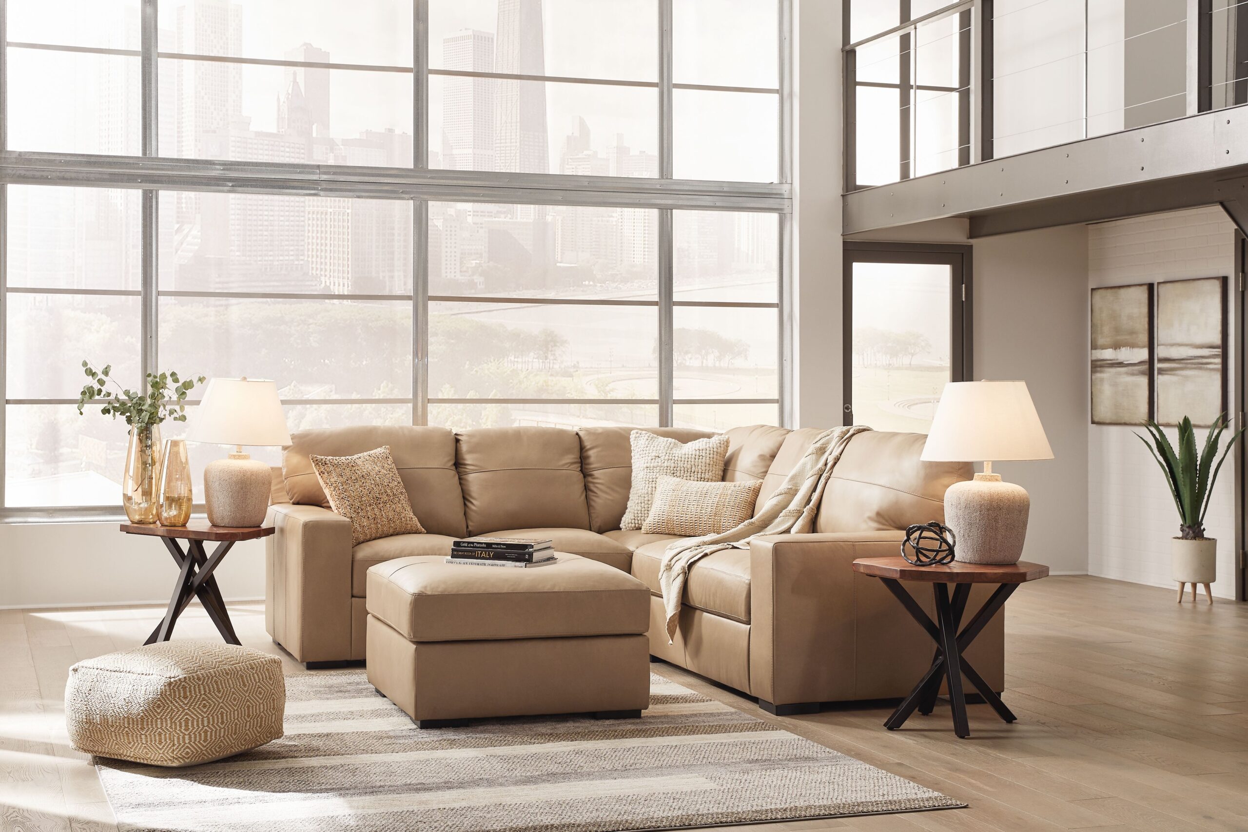 Bandon - 3 Pc. - 2-Piece Sectional With Raf Loveseat, Ottoman - Toffee