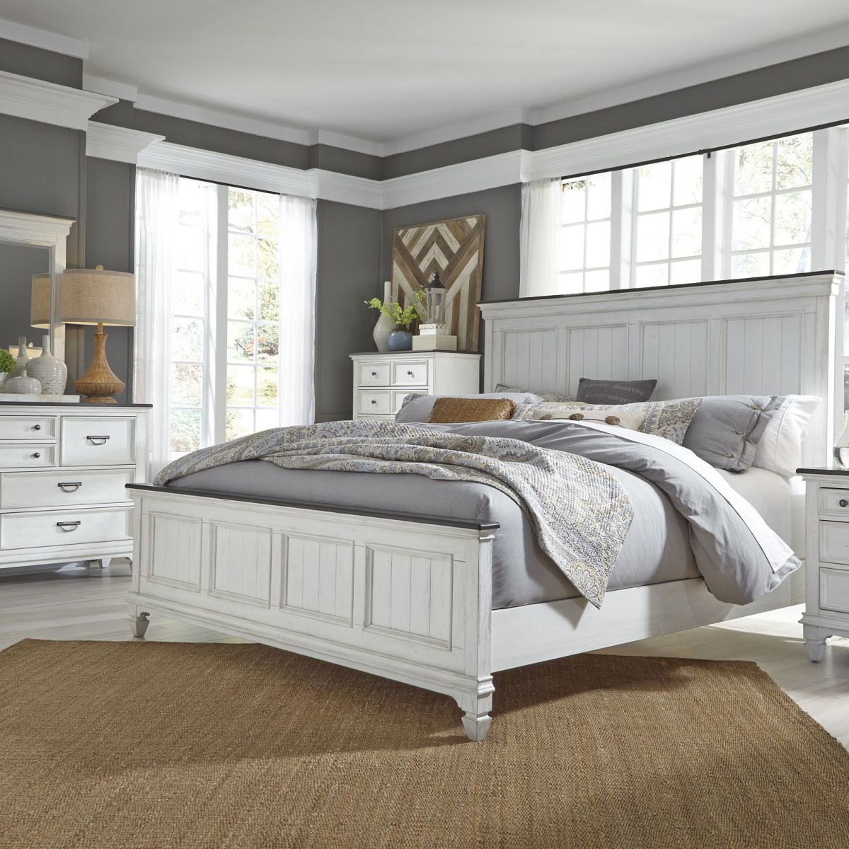 75de0cb894f0b88bb24ce6078d985c27 Allyson Park - 4 Piece Bedroom Set (California King Panel Bed, Dresser & Mirror, Chest) - White - Image 1