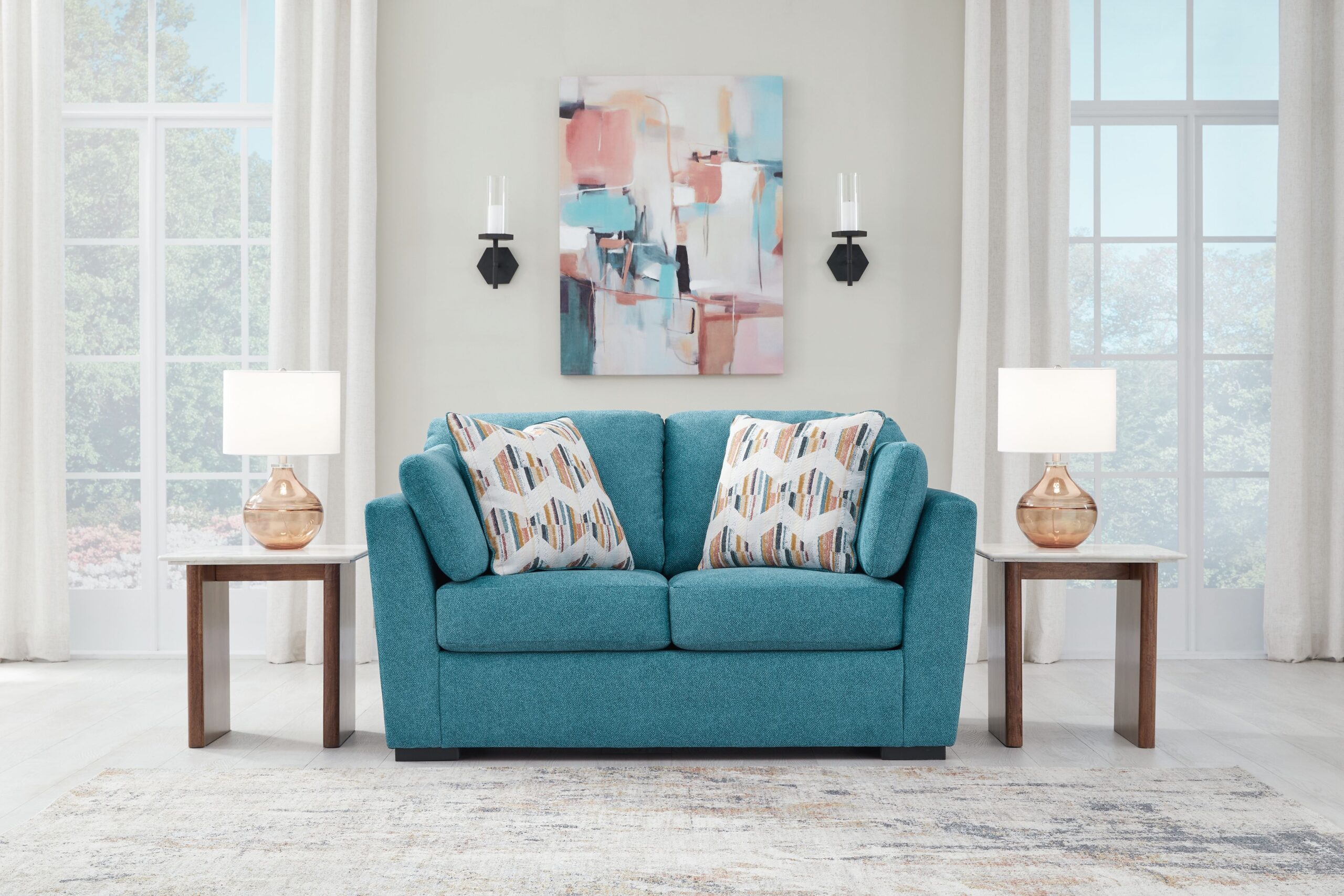 Chair And A Half Teal Keerwick Teal Sofa, Loveseat, Chair And A