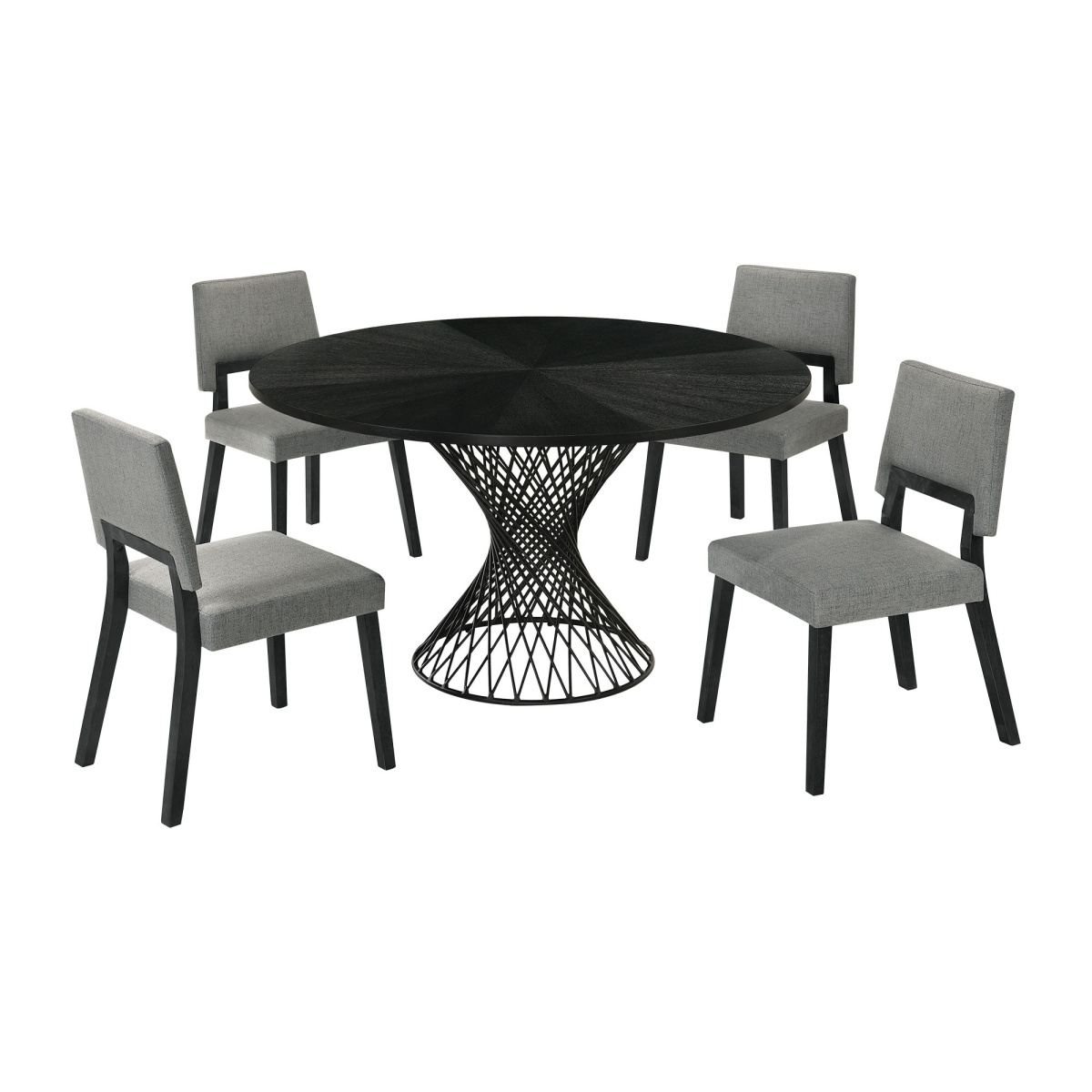 79042dcd50486334cd03ed5ece8ce943 Cirque Channell - 5 Piece Dining Table Set - Charcoal - Image 1