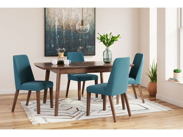 Lyncott – Blue / Brown- 5 Pc. – Butterfly Extension Table, 4 Side Chairs Dining Sets