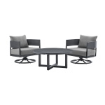 Menorca - 3 Piece Patio Outdoor Swivel Seating Set With Cushions - Dark Gray