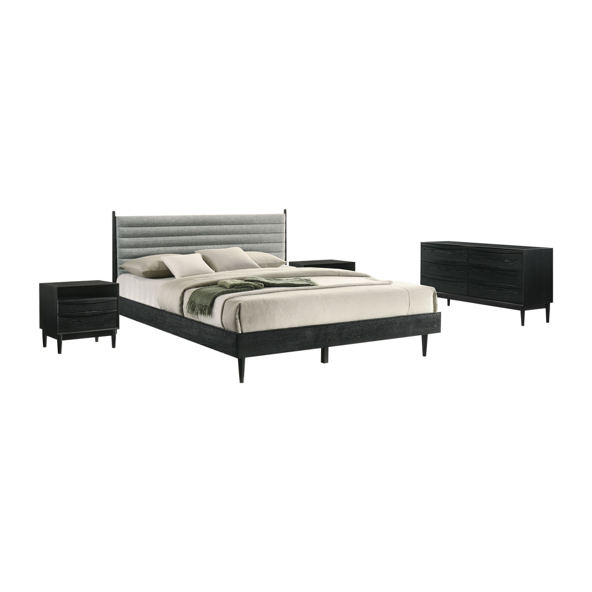 7d62b120a7804aa1a94fca25970161da Artemio - King 4 Piece Wood Bedroom Set - Black - Image 1