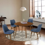 Arcadia - Round 5 Piece Dining Set With Table And Chair - Blue / Walnut - Image 10