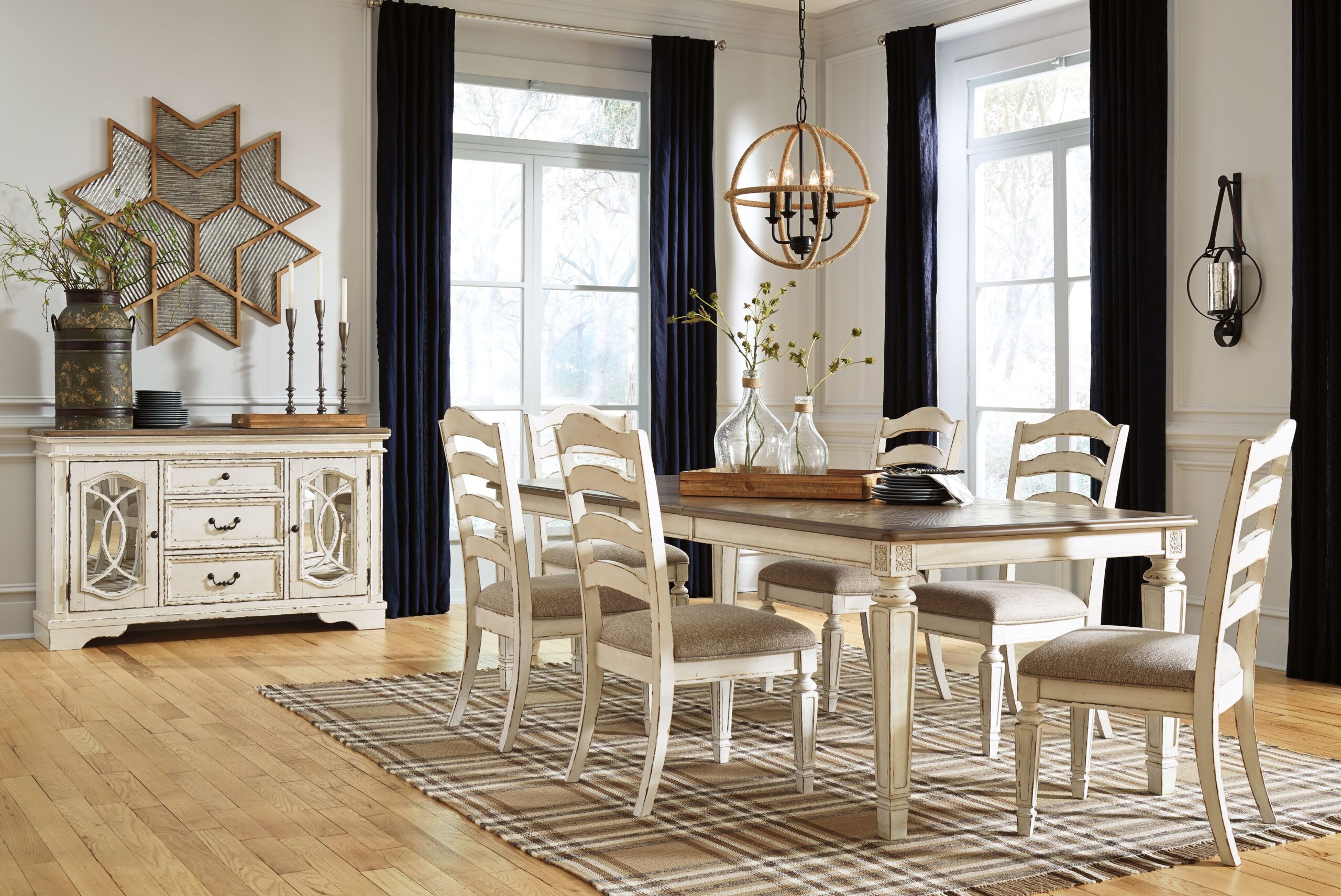 Realyn - 7 Pc. - Extension Table, 6 Ladderback Side Chairs - White