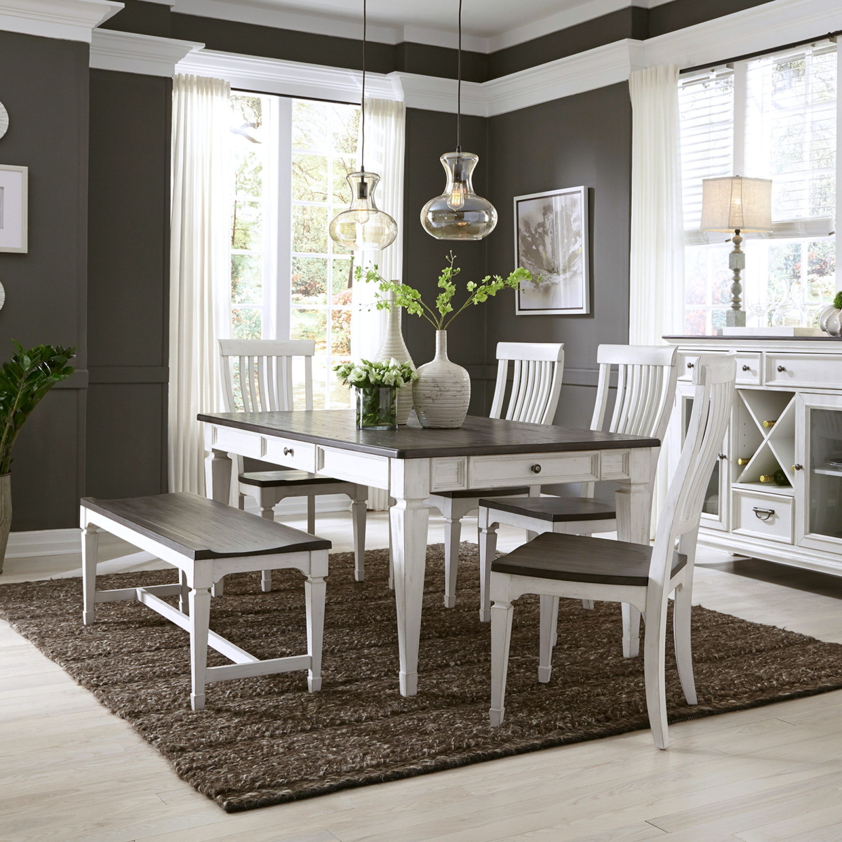 841af6ad349ee0f7f650b25899eeda72 Allyson Park - 6 Piece Rectangular Table Set - White - Image 1