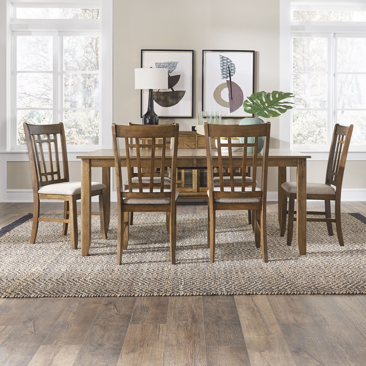 8c7ce98270dbfd31d7802f0f9f330d2e Santa Rosa - 7 Piece Rectangular Table Set - Light Brown - Image 1