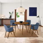 Arcadia - Round 5 Piece Dining Set Chair - Blue / Walnut - Image 10