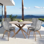 Oasis And Island - Outdoor 5 Piece Dining Set - Light Eucalyptus - Image 9