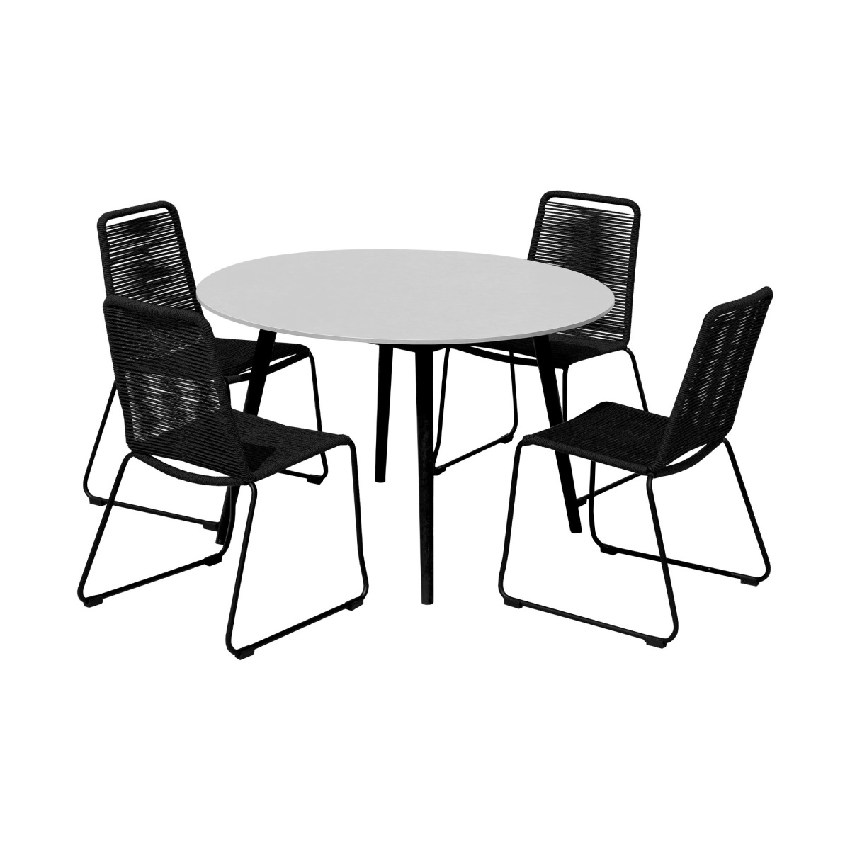 9591d44373e746fbd8882e03b8923b21 Kylie And Shasta - 5 Piece Patio Outdoor Dining Set - Black Eucalyptus - Image 1