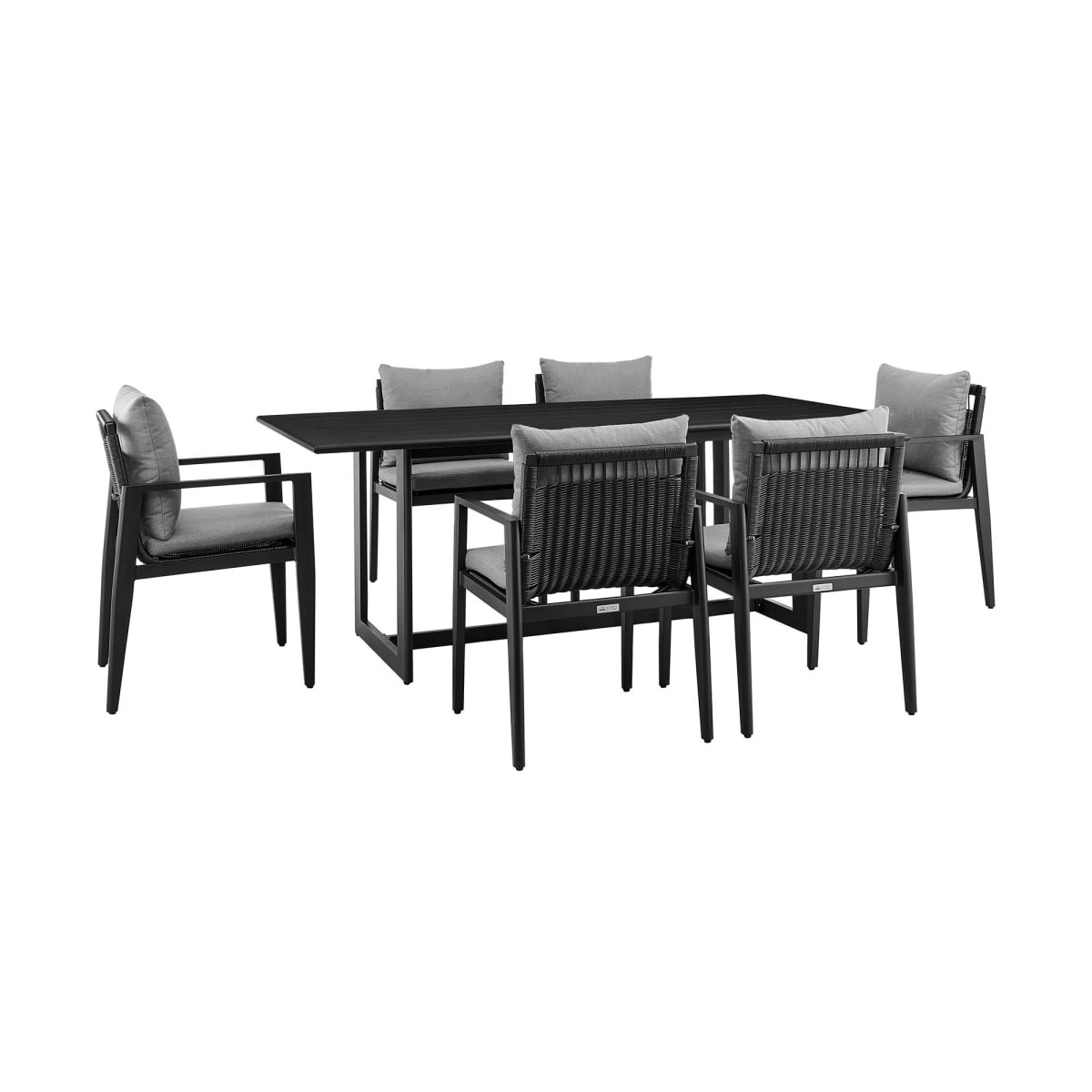 96f9f175e220aaeeffdfb77de01dfe48 Cayman - 7 Piece Outdoor Patio Dining Table Set With Cushions - Gray - Image 1