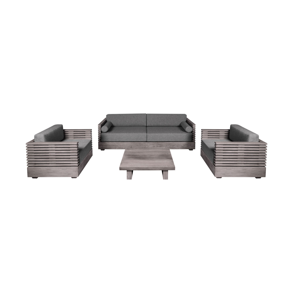 99830ac6dc19566aa171265ebdd46787 Vivid - 4 Piece Outdoor Patio Conversation Set - Gray Eucalyptus / Gray - Image 1