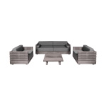 Vivid - 4 Piece Outdoor Patio Conversation Set - Gray Eucalyptus / Gray