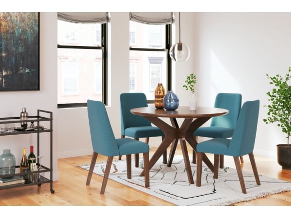 Lyncott – Blue / Brown- 5 Pc. – Dining Room Table, 4 Side Chairs Dining Sets