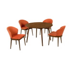 Arcadia - 5 Piece Dining Set - Orange / Walnut