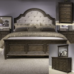 Paradise Valley - 4 Piece Bedroom Set (King Upholstered Bed, Dresser & Mirror, Chest) - Dark Brown