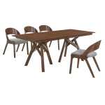 Cortina And Polly - 5 Piece Rectangular Dining Set - Walnut