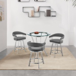 Naomi And Chelsea - 4 Piece Counter Height Dining Set - Brushed Silver / Gray - Image 9