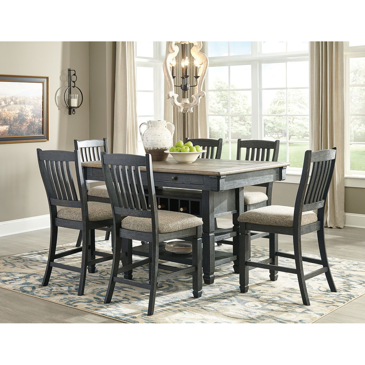 a8c1c6c09a61ee5cc5fa13c489aabf2c Tyler Creek - 7 Pc. - Counter Table, 6 Barstools - Dark Gray - Image 1