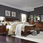 Rustic Traditions - 5 Piece Bedroom Set (Queen Sleigh Bed, Dresser & Mirror, Chest, Nightstand) - Dark Brown