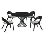 Cirque And Polly - 5 Piece Round Dining Set - Black