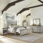Heartland - 5 Piece Bedroom Set (King Panel Bed, Dresser & Mirror, Chest, Nightstand) - Aged White