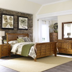 Grandpas Cabin - 5 Piece Bedroom Set (California King Sleigh Bed, Dresser & Mirror, Chest, Nightstand) - Light Brown