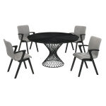 Cirque And Varde - 5 Piece Round Dining Set - Black