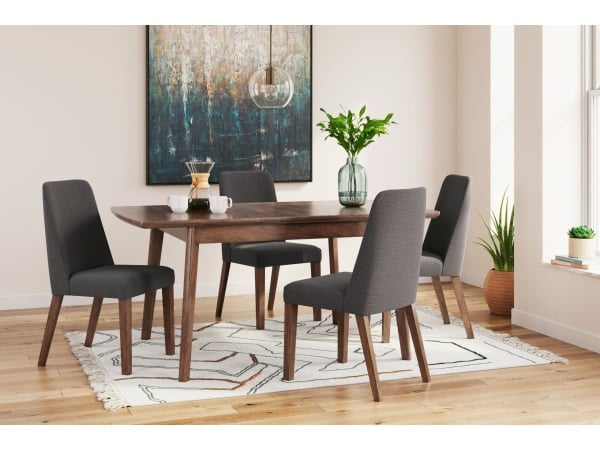 Lyncott – Charcoal / Brown- 5 Pc. – Butterfly Extension Table, 4 Side Chairs Dining Sets