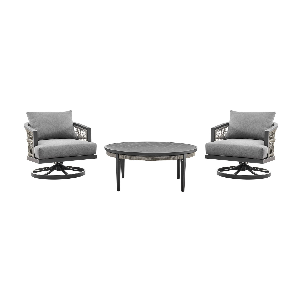 b4a439c99ffb136dd51c113d72f35705 Zella - 3 Piece Outdoor Patio Swivel Seating Set - Light Gray - Image 1