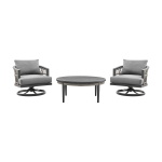 Zella - 3 Piece Outdoor Patio Swivel Seating Set - Light Gray