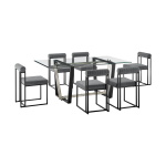 Kai Anastasia – 7 Piece Rectangular Glass Dining Table Set – Matte Black / Anchor Gray Dining Sets Direct Express 32