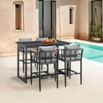 Orlando - 5 Piece Bar Outdoor Patio Table Set With Cushions - Gray - Image 11